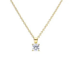 Diamonfire Sterling Silver Gold Tone 0.75ct Zirconia Pendant and Chain P5394