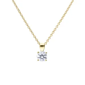 Diamonfire Sterling Silver Gold Tone 1.0ct Zirconia Pendant and Chain P5395