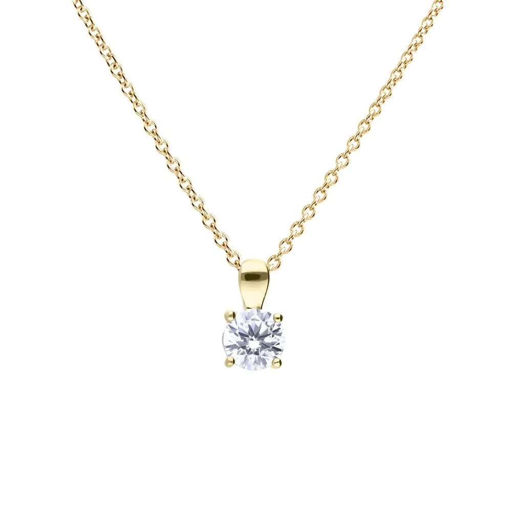 Diamonfire Sterling Silver Gold Tone 1.0ct Zirconia Pendant and Chain P5395