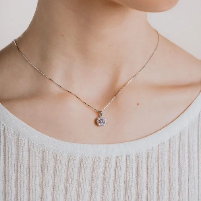 Diamonfire Sterling Silver Pink Cubic Zirconia Pendant and Chain P4779