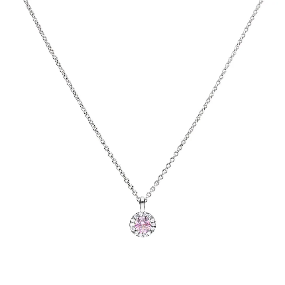 Diamonfire Sterling Silver Pink Cubic Zirconia Pendant and Chain P4779