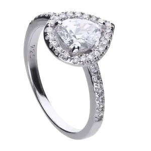 Diamonfire Sterling Silver Teardrop Zirconia Cocktail Ring R3627 Size O