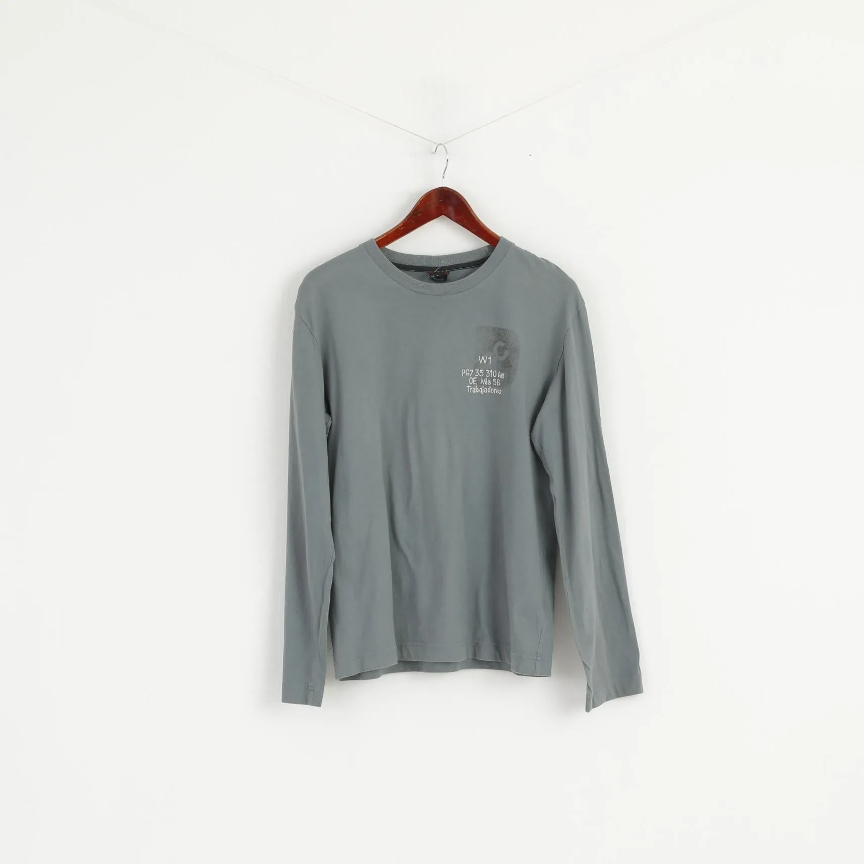 Diesel Men XL (M) Shirt Long Sleeve Cotton Green Cotton Graphic Top