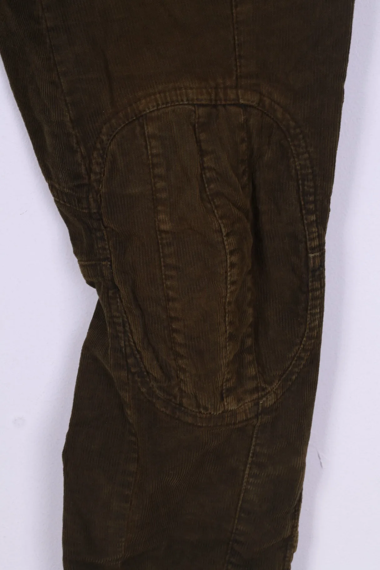 Dondup Women 28 Trousers Green Corduroy Cotton D006K Italy Knee Patches