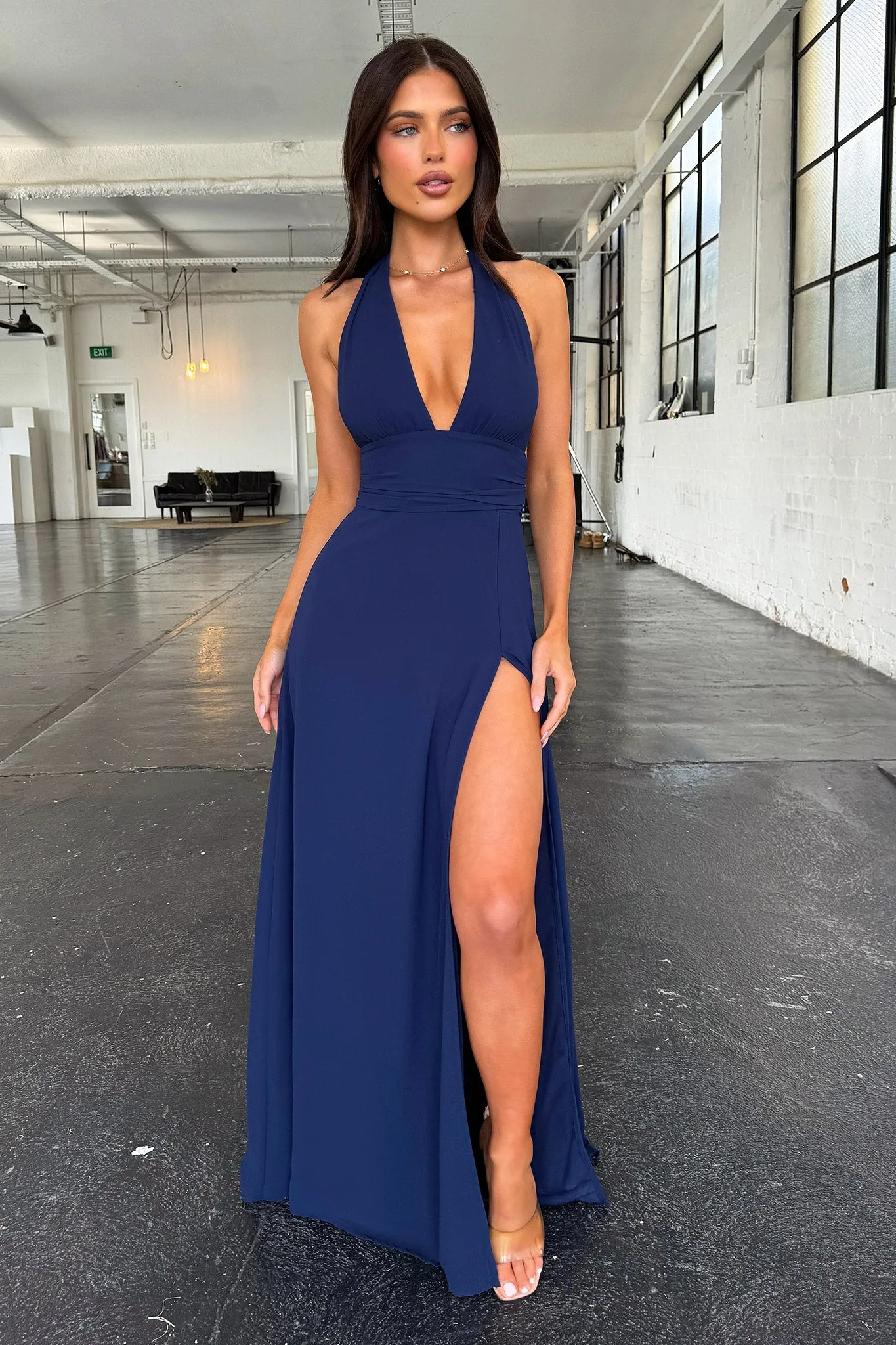Elenor Halter Maxi Dress - Navy