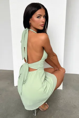 Elenor Halter Mini Dress - Green