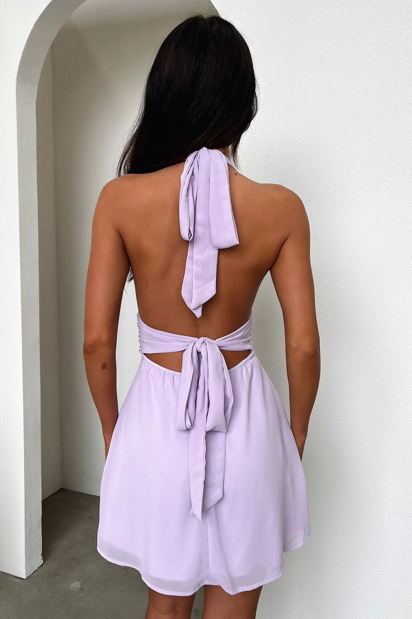 Elenor Halter Mini Dress - Lilac