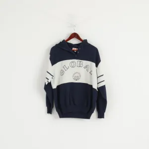 Estelle Women XL Sweatshirt Vintage Navy Hooded Global Connection 80s Top