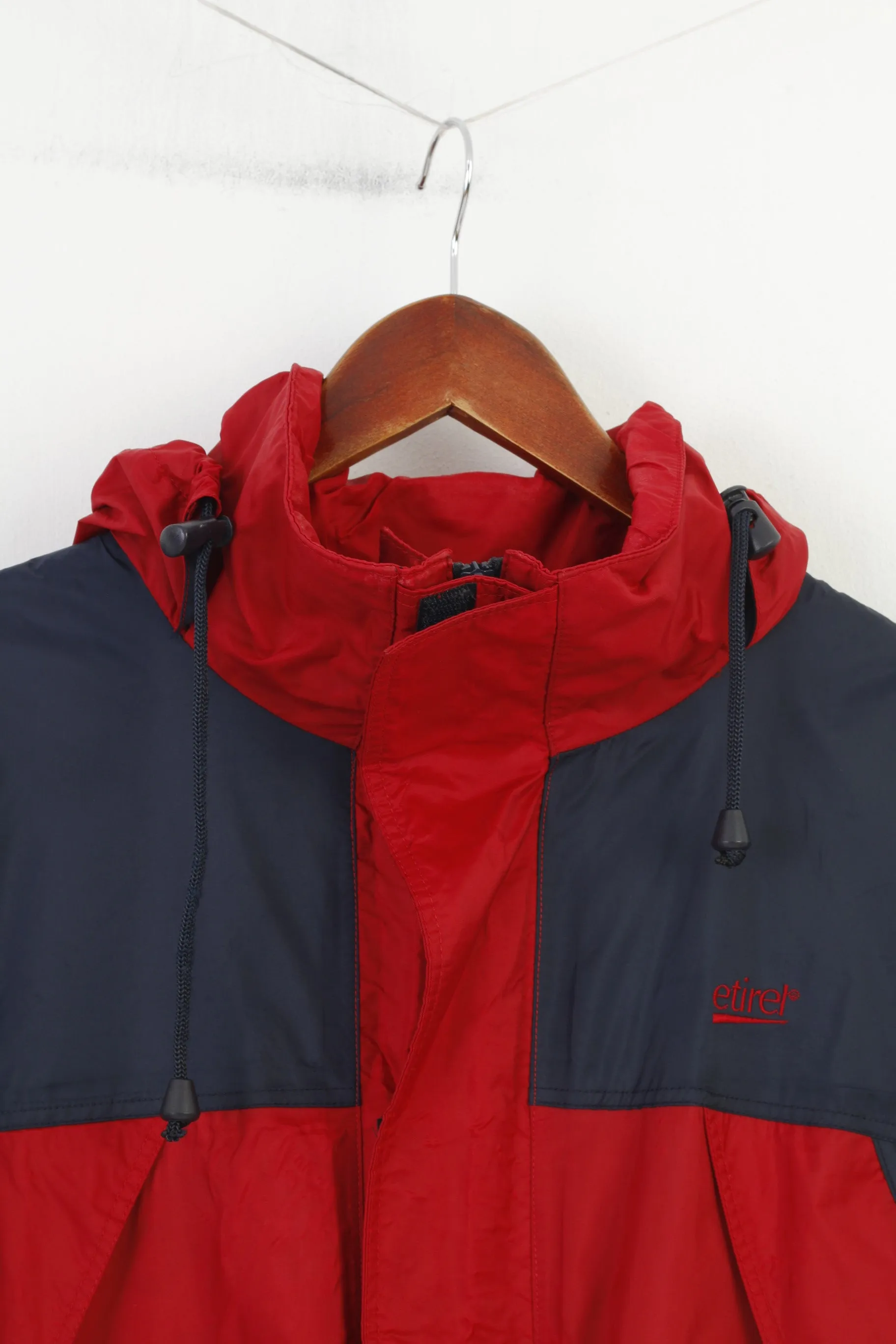 Etirel Men M Jacket Burgundy Navy Outdoor Nylon Full Zipper Vintage Top