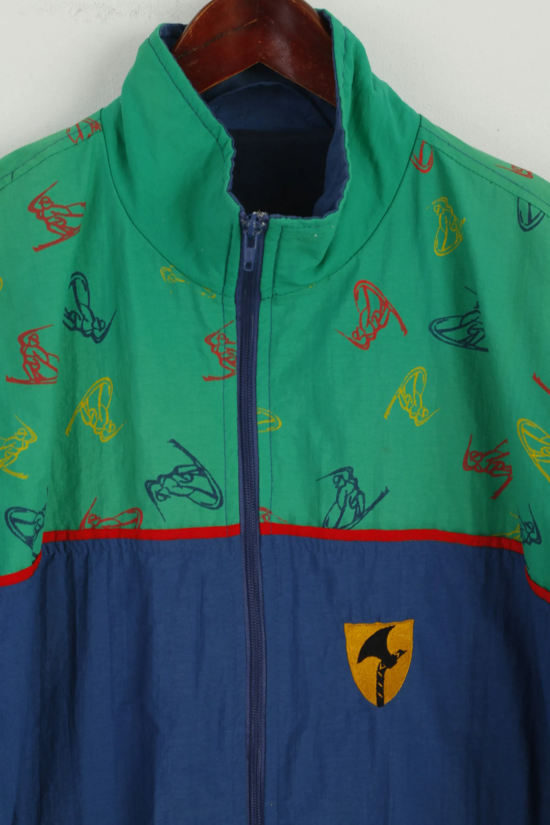 EuroTex Men M Jacket Navy Green Nylon Windcheater Festival Bomber Top