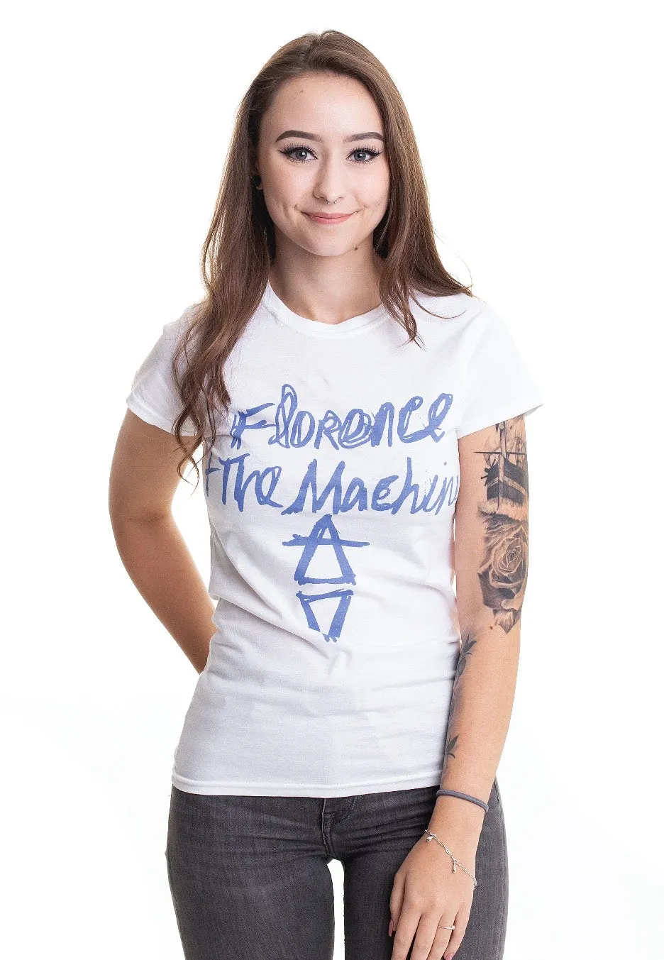 Florence   The Machine - Hand Drawn Logo White - Girly