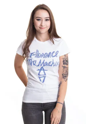 Florence   The Machine - Hand Drawn Logo White - Girly