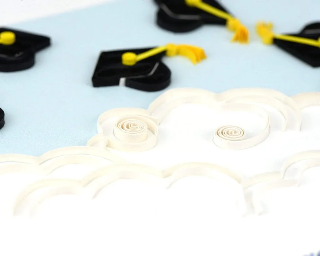 Flying Graduation Caps - Blank Quilling Card