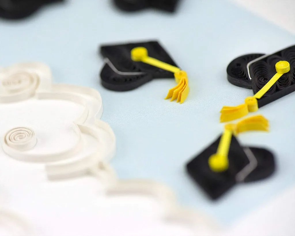 Flying Graduation Caps - Blank Quilling Card