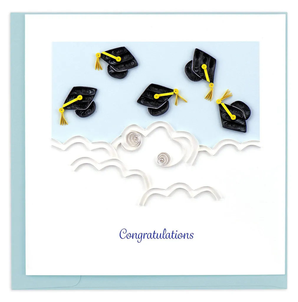 Flying Graduation Caps - Blank Quilling Card