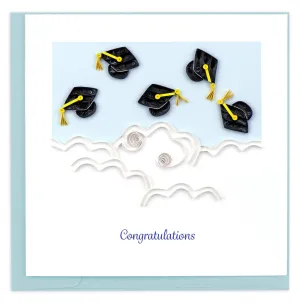 Flying Graduation Caps - Blank Quilling Card