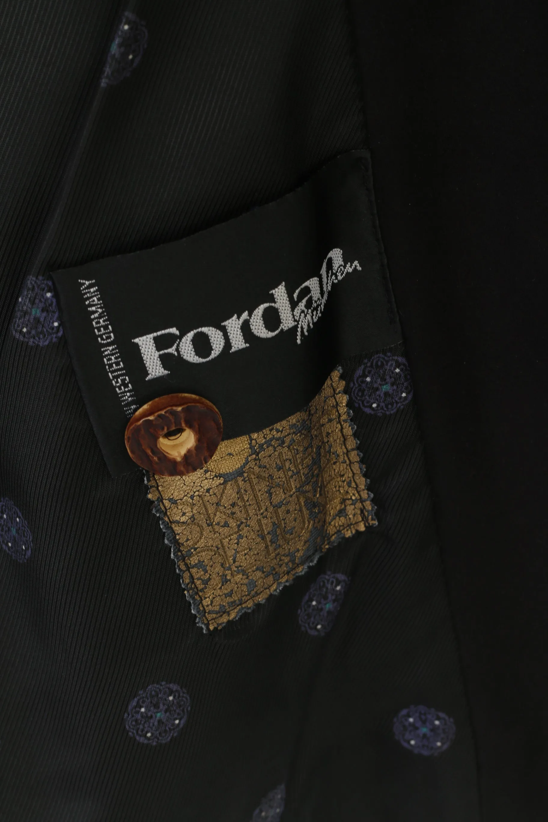Fordan Men 44 Jacket Black Soft Vintage West Germany Double Breasted Tyrol Blazer