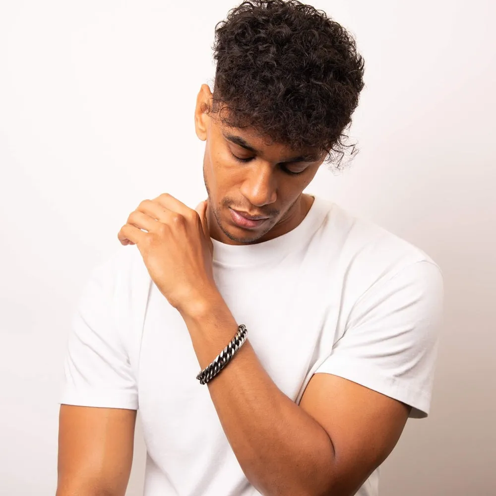 Fred Bennett Stainless Steel Oxidised Chunky Mens Bracelet B5454
