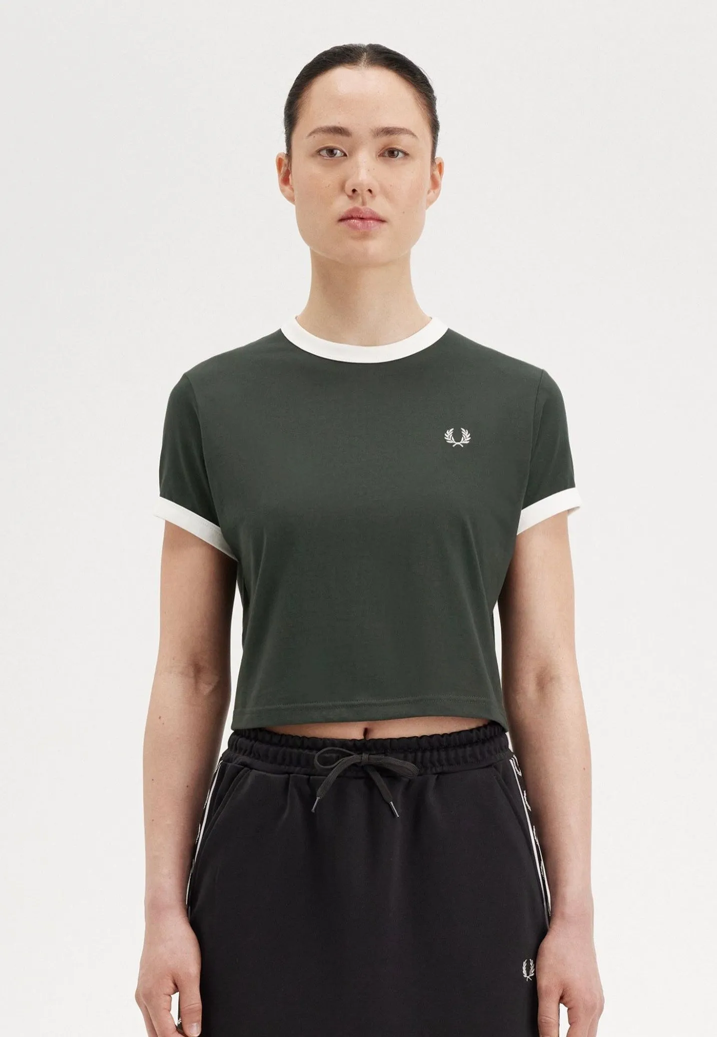 Fred Perry - Cropped Ringer Court Green - T-Shirt