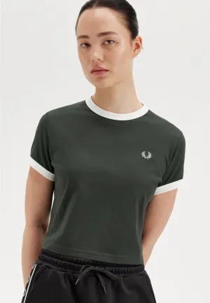 Fred Perry - Cropped Ringer Court Green - T-Shirt