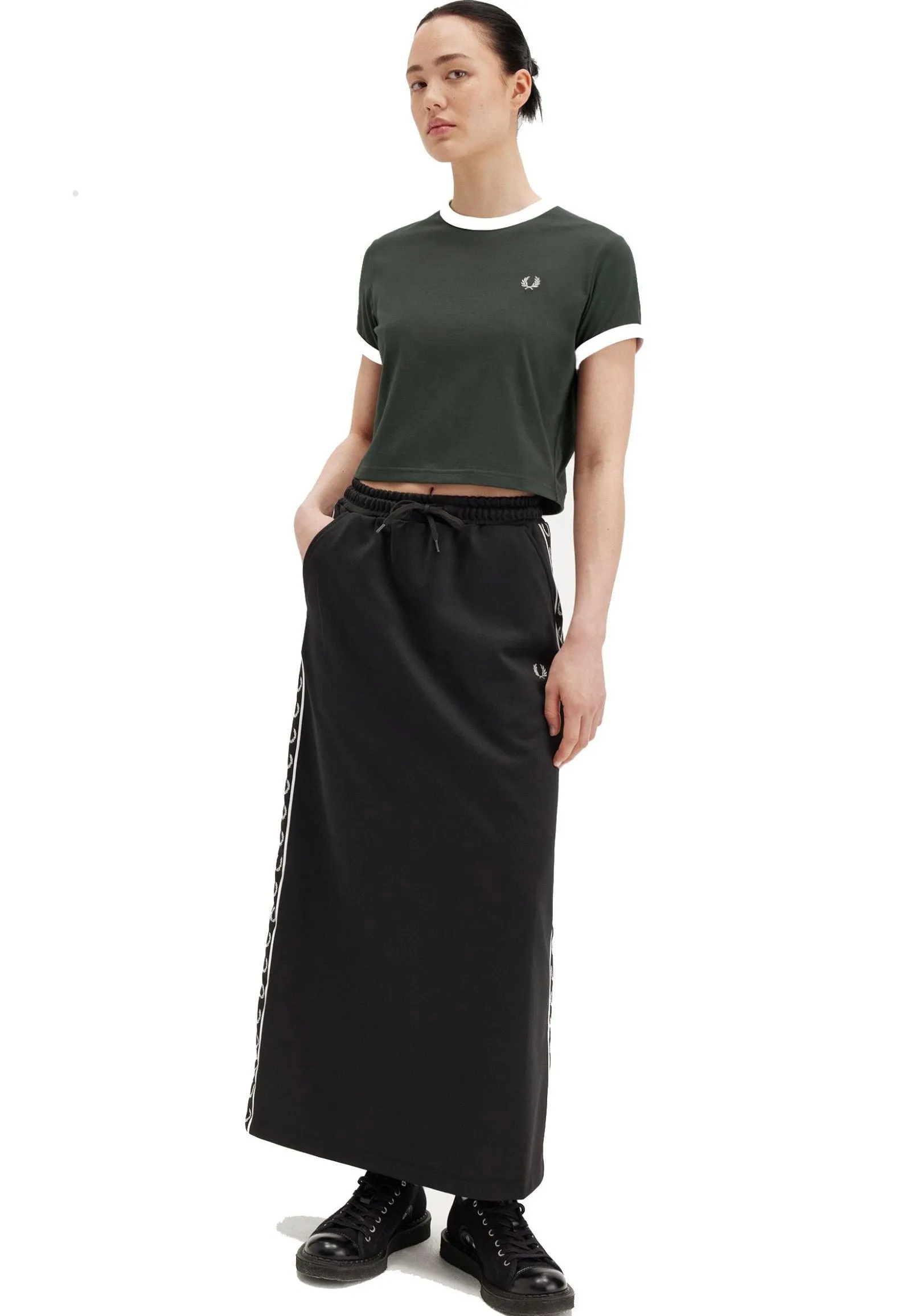 Fred Perry - Cropped Ringer Court Green - T-Shirt