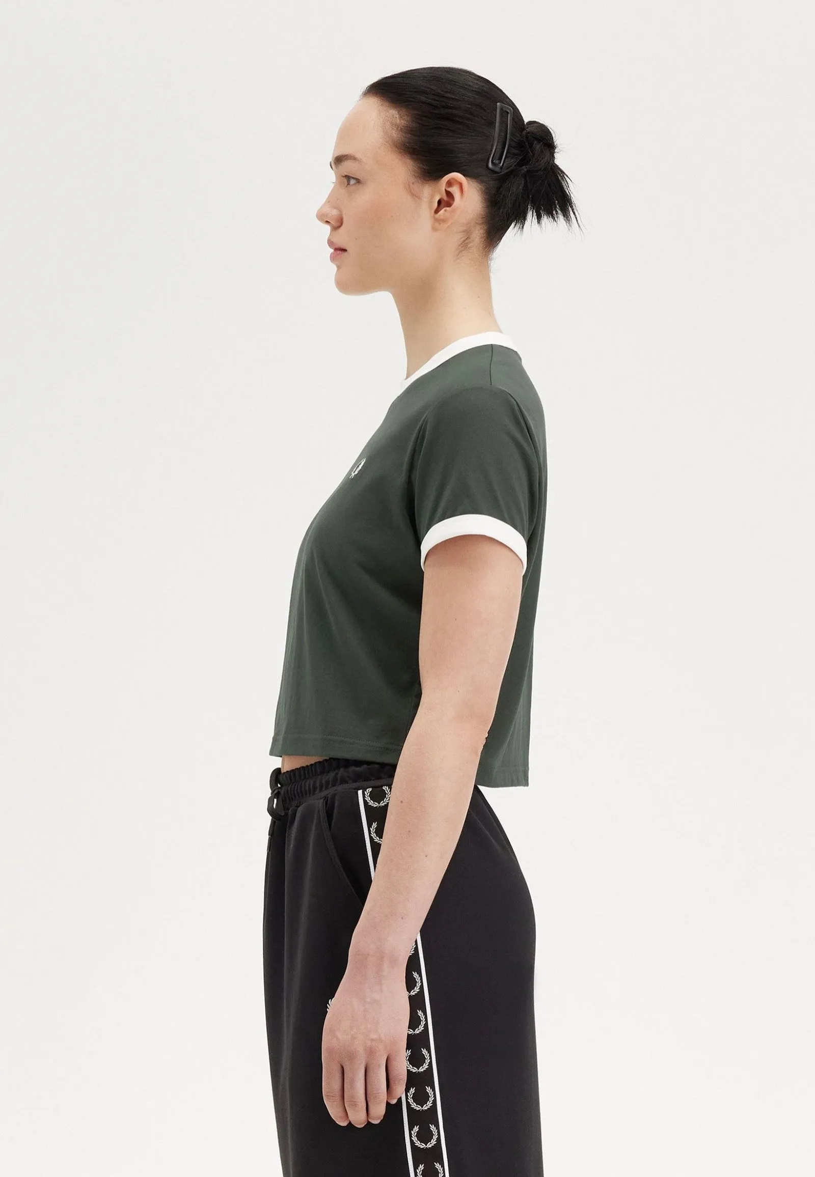 Fred Perry - Cropped Ringer Court Green - T-Shirt