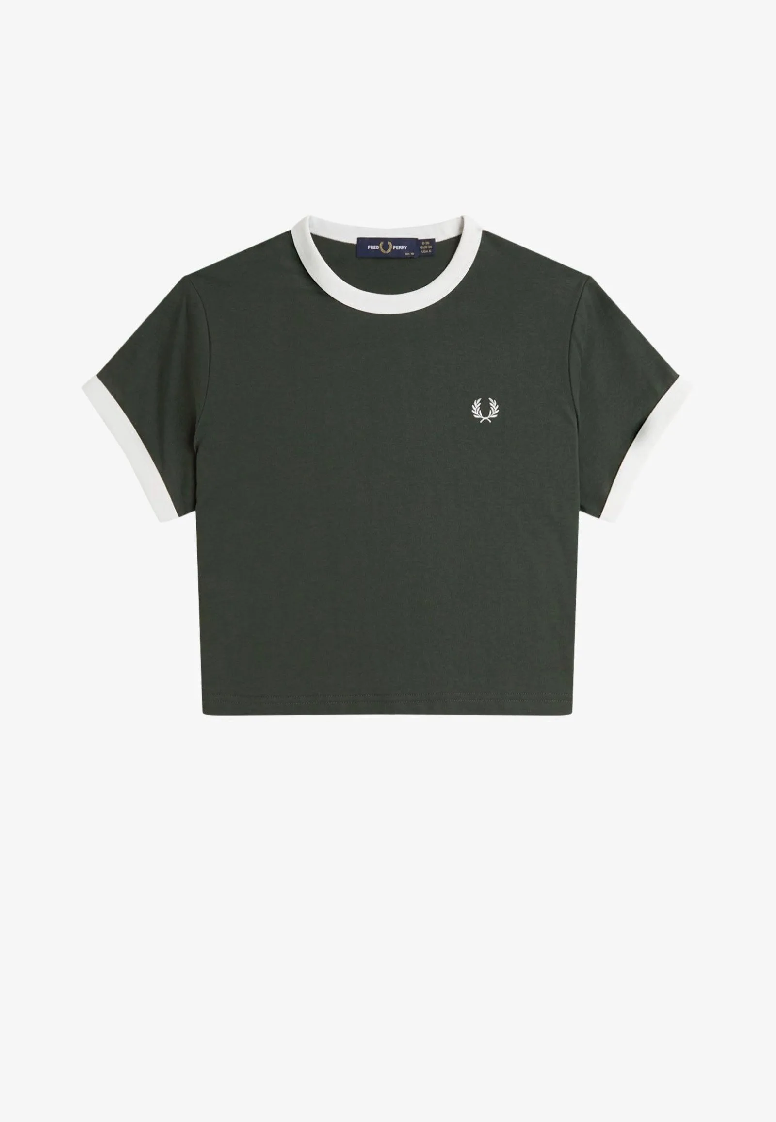 Fred Perry - Cropped Ringer Court Green - T-Shirt