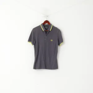 Fred Perry Men 38 XS Polo Shirt Grey Cotton Special Edition Italy Classic Top