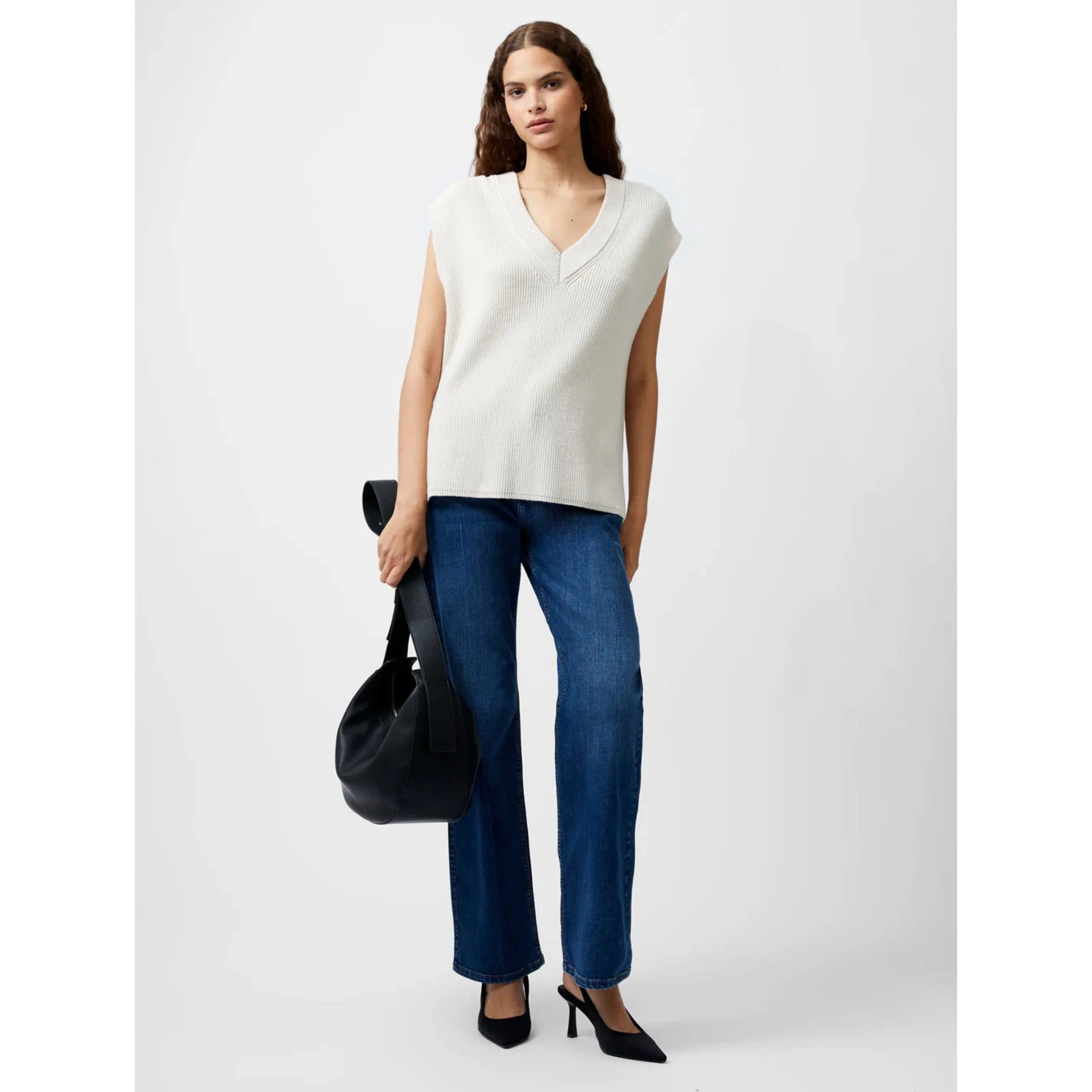 French Connection Nariko Rib Vest 78XDB Oatmeal Mel