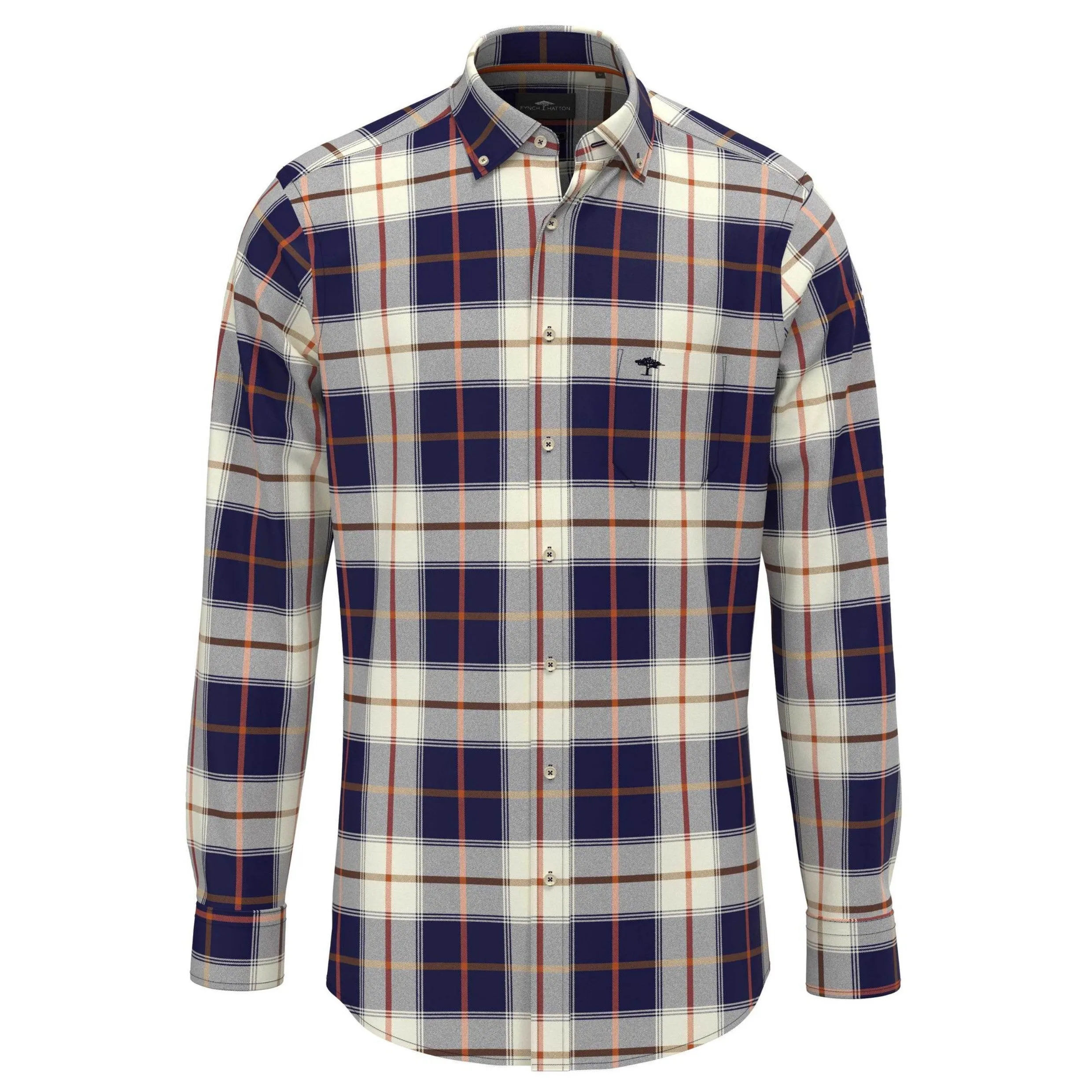 Fynch-Hatton Pure Brushed Cotton Flannel Check Shirt 14118140 Winter White