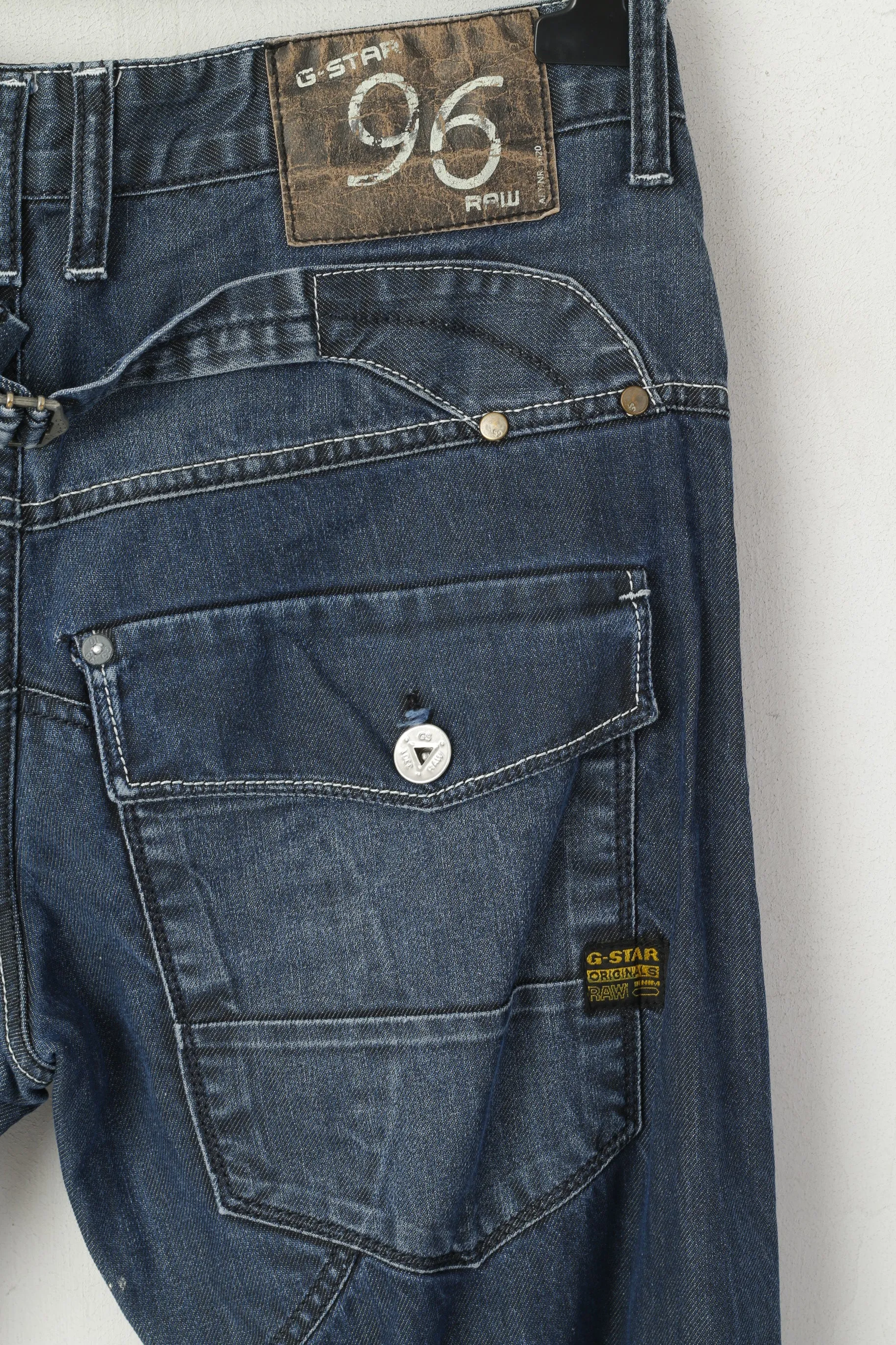 G-Star Raw Men 34 Jeans Trousers Navy Cotton Italy Straight Leg Pants