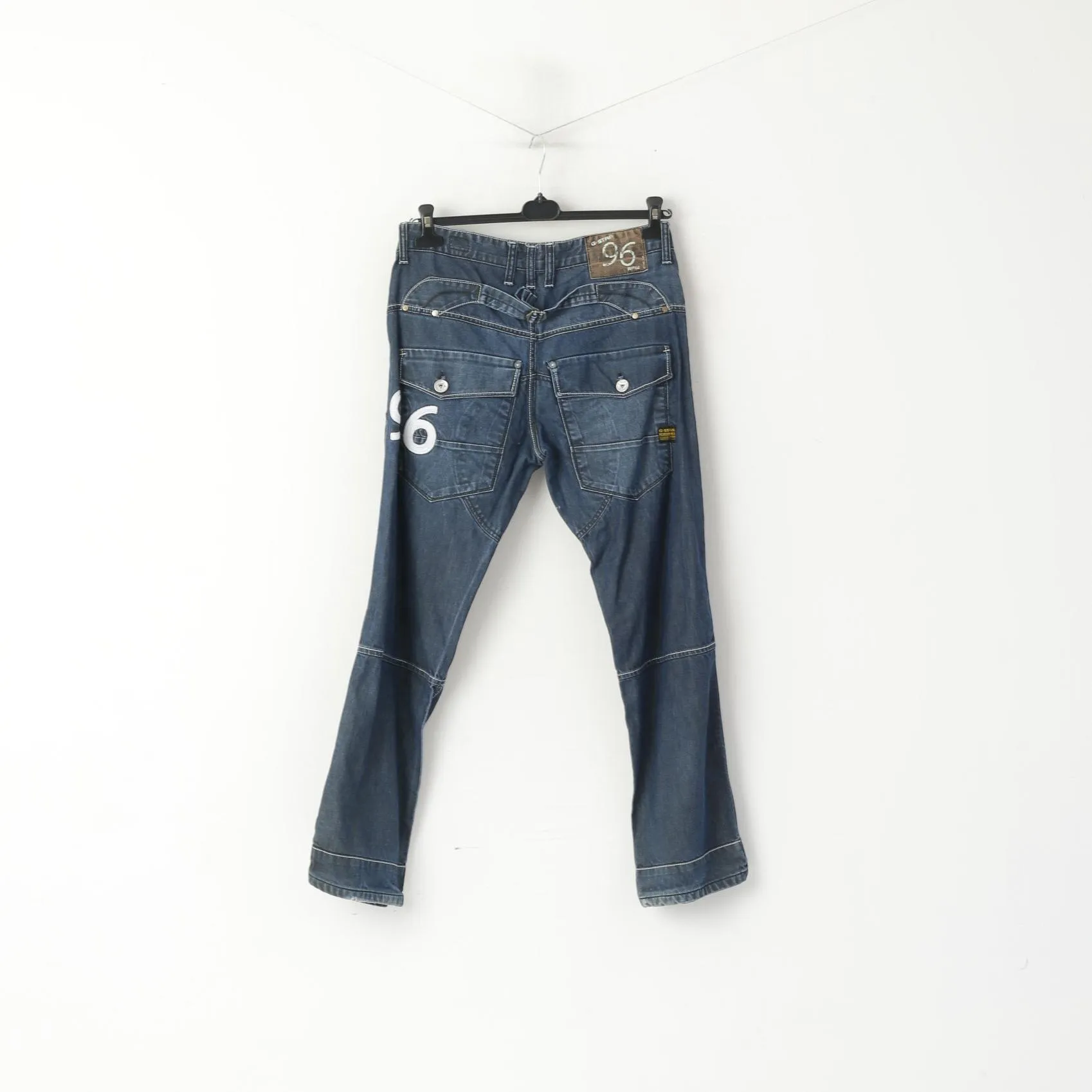 G-Star Raw Men 34 Jeans Trousers Navy Cotton Italy Straight Leg Pants