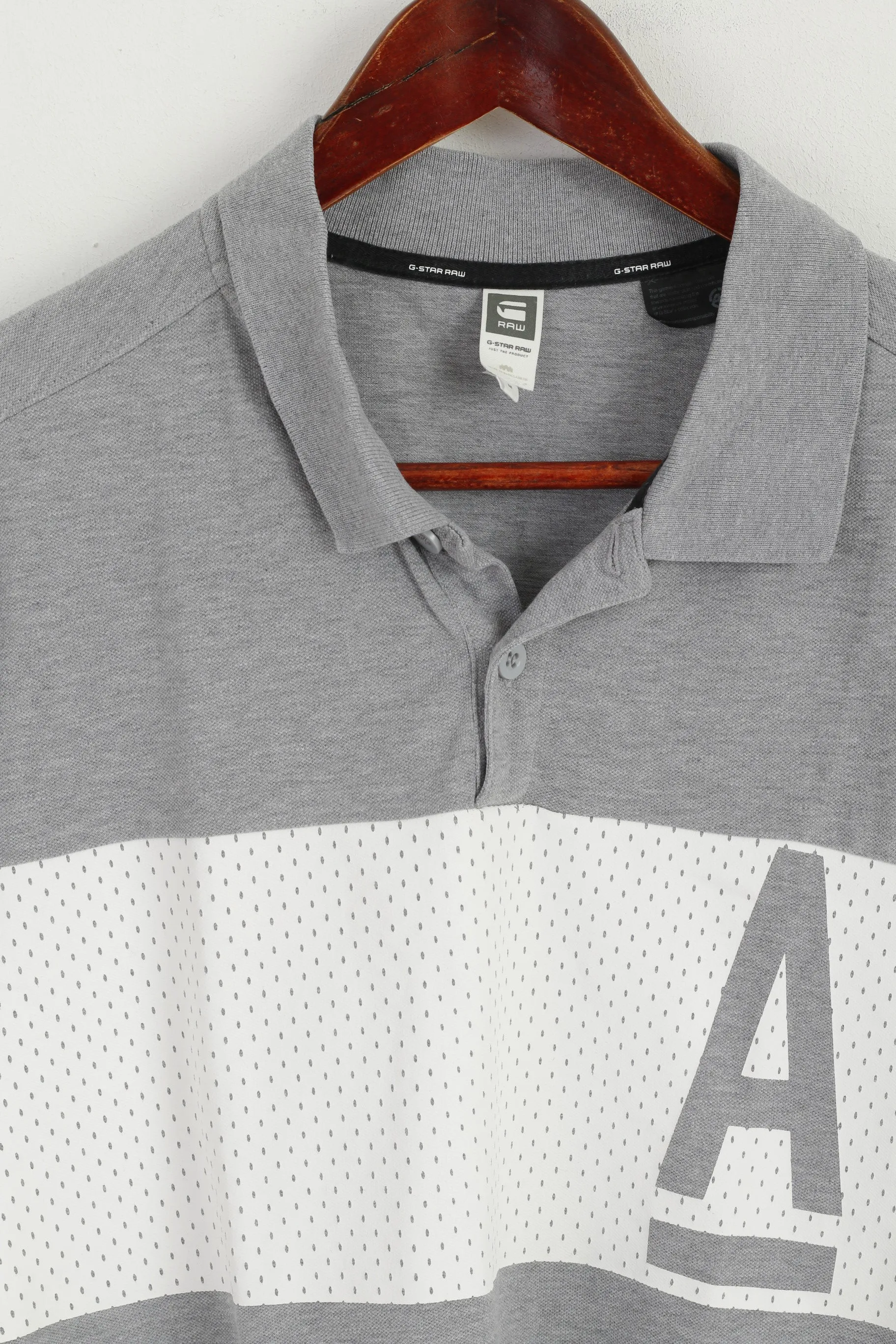 G-STAR RAW Men M Polo Shirt Light Grey Cotton Abeloak Polo Slim Fit GS Top