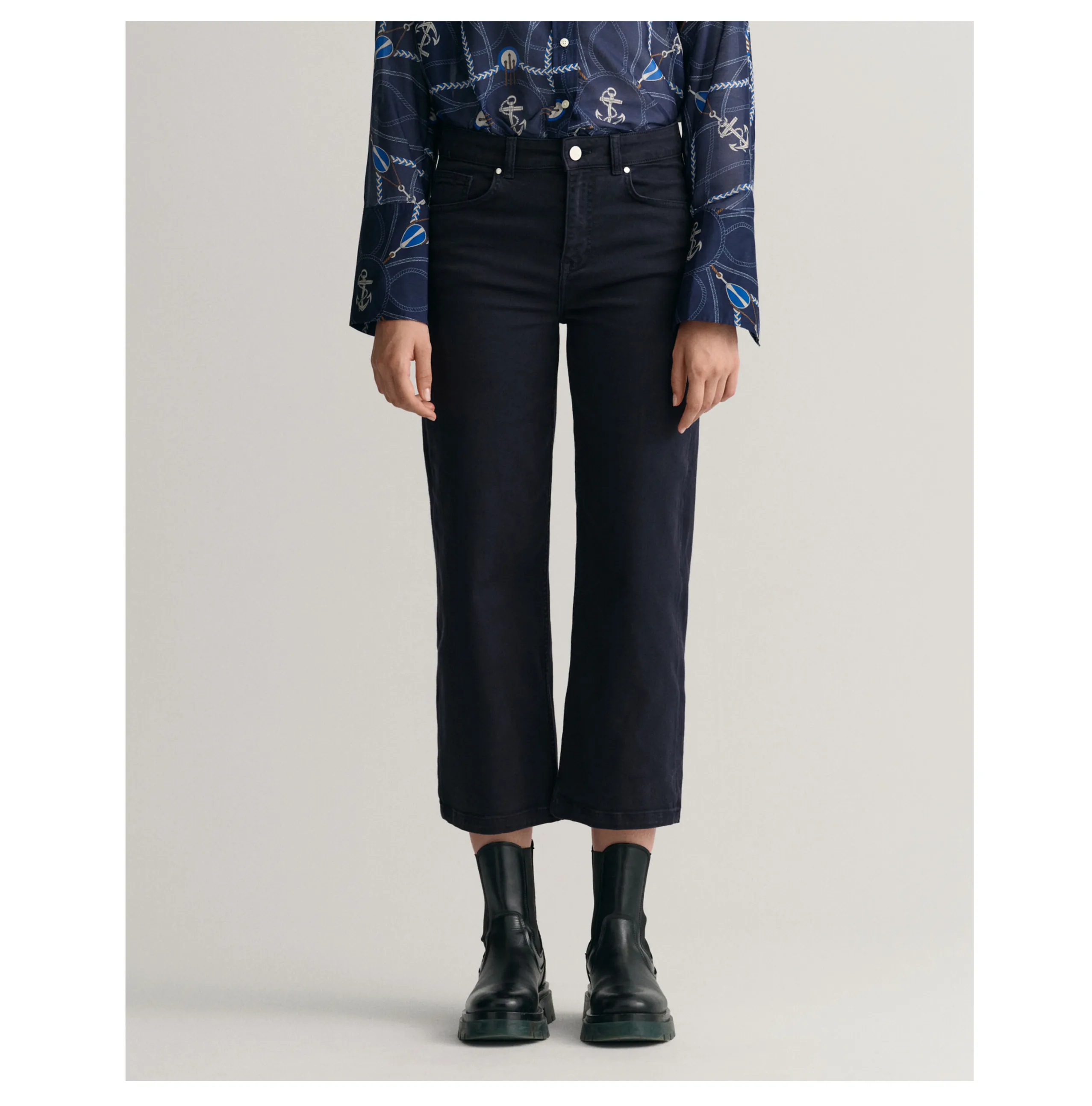 GANT Cropped Wide Colour Jeans in Evening Blue 0179