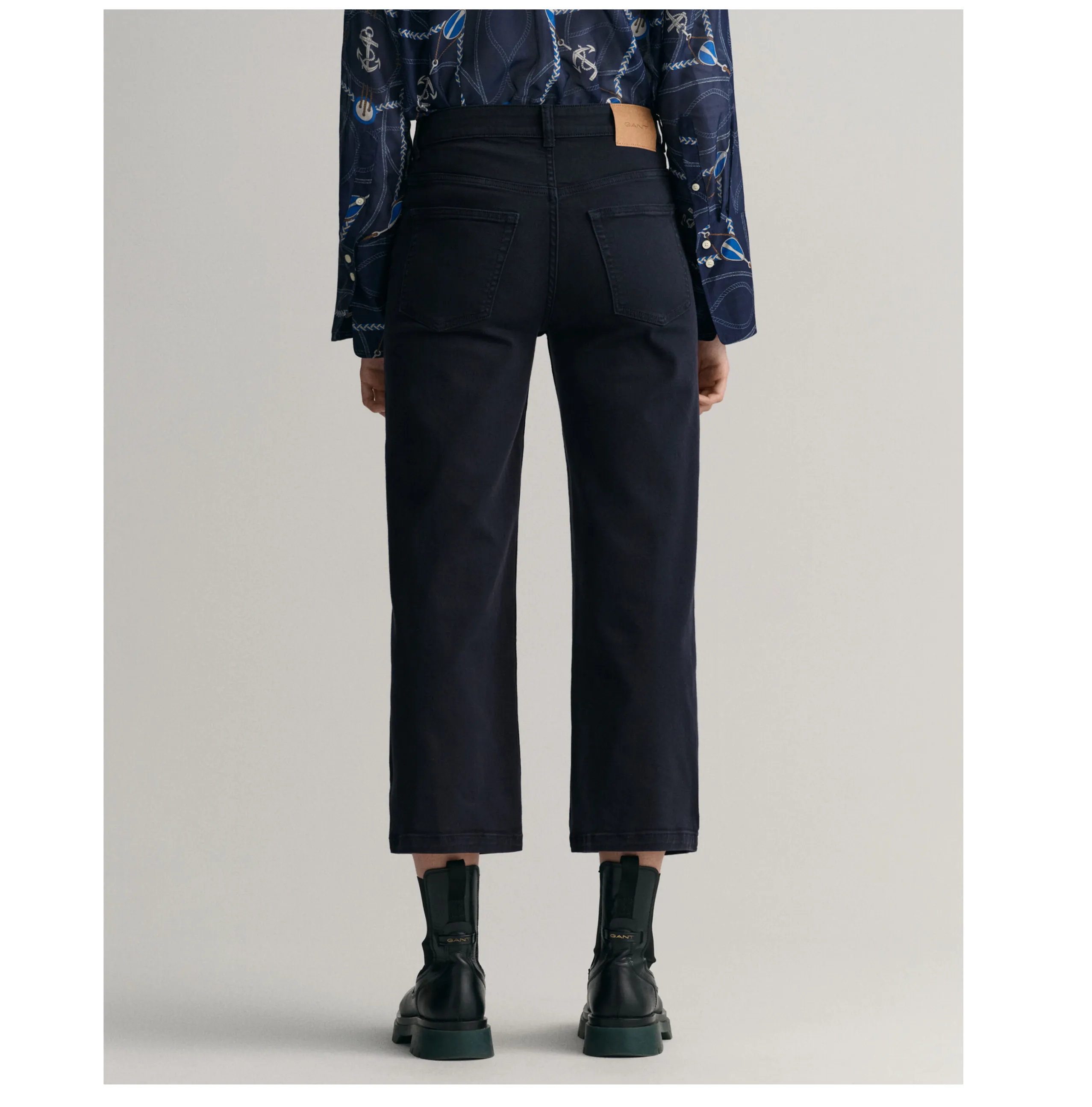 GANT Cropped Wide Colour Jeans in Evening Blue 0179