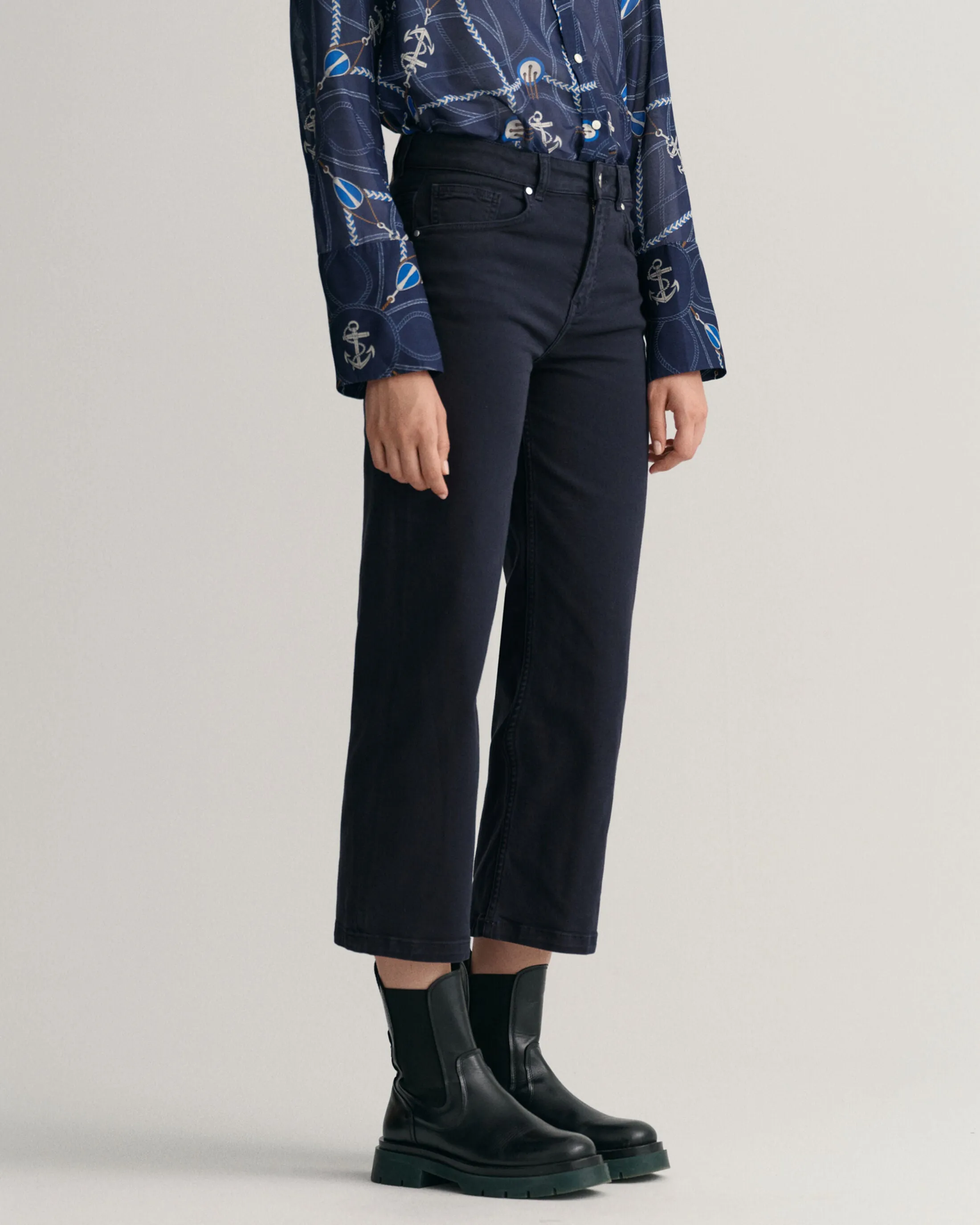 GANT Cropped Wide Colour Jeans in Evening Blue 0179