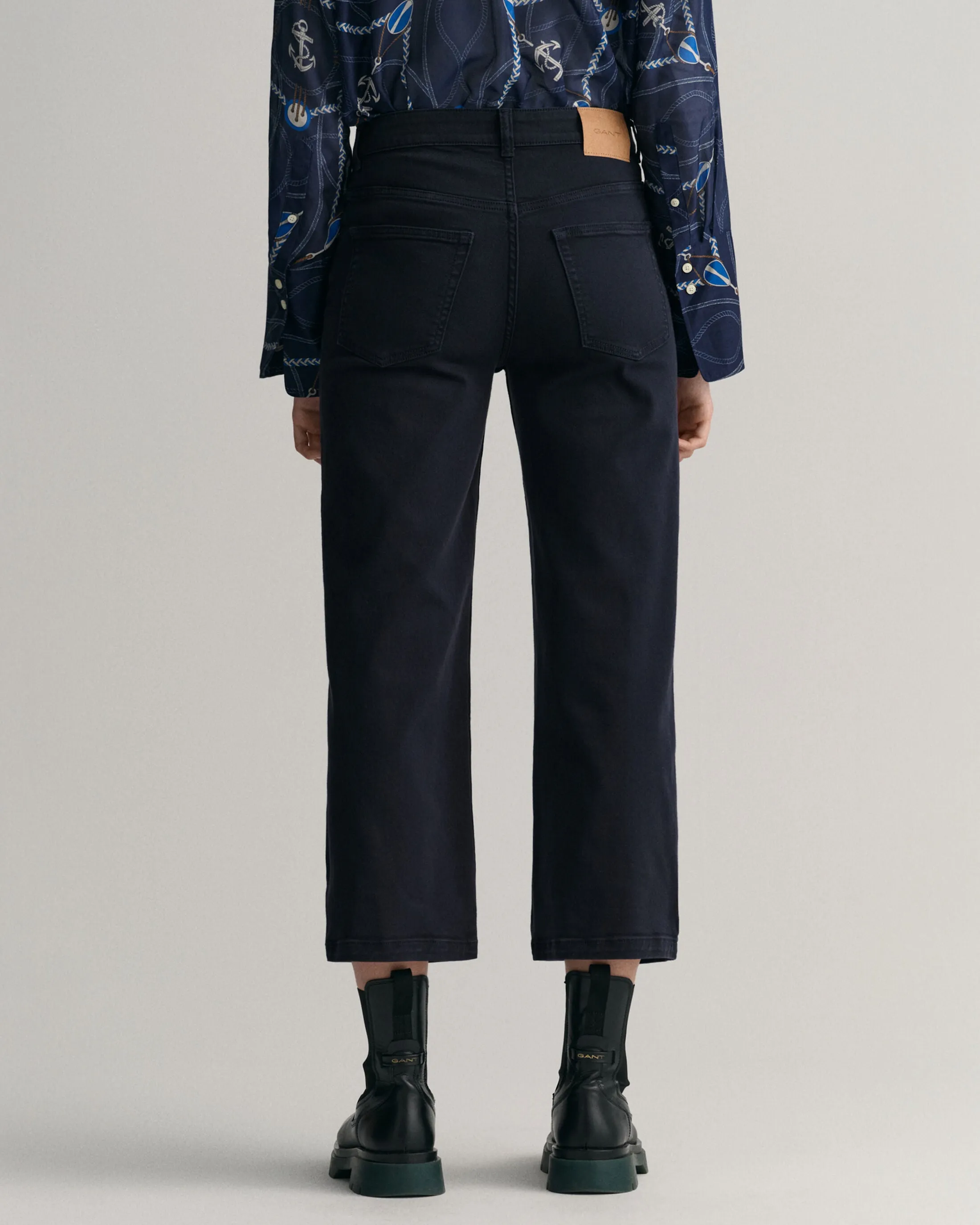GANT Cropped Wide Colour Jeans in Evening Blue 0179