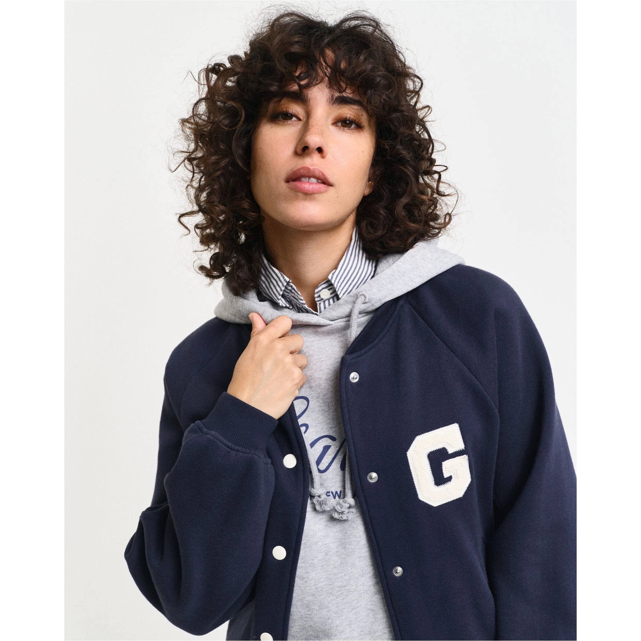 GANT G Badge Jersey Varsity Jacket Evening Blue 4201237