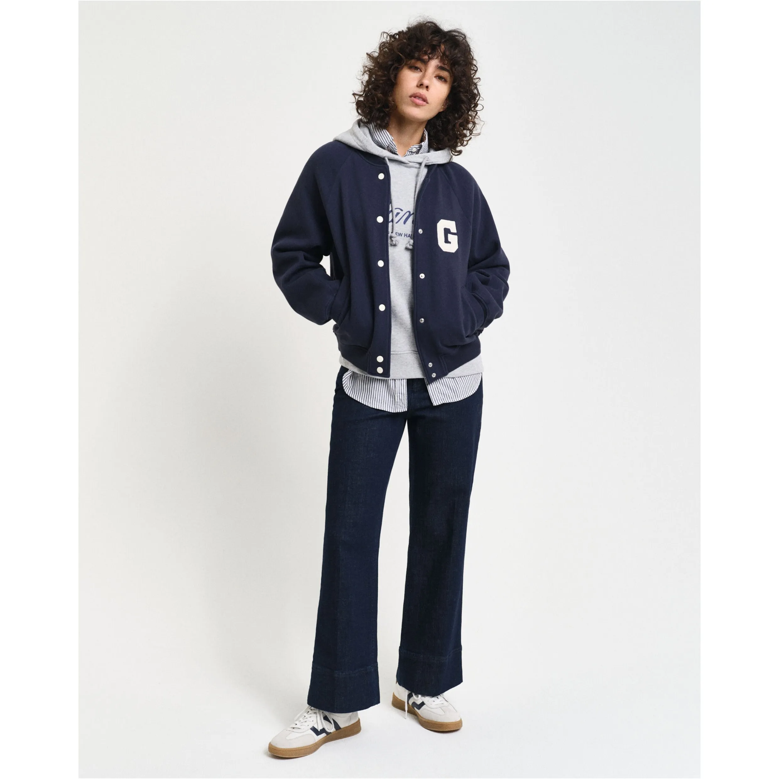 GANT G Badge Jersey Varsity Jacket Evening Blue 4201237