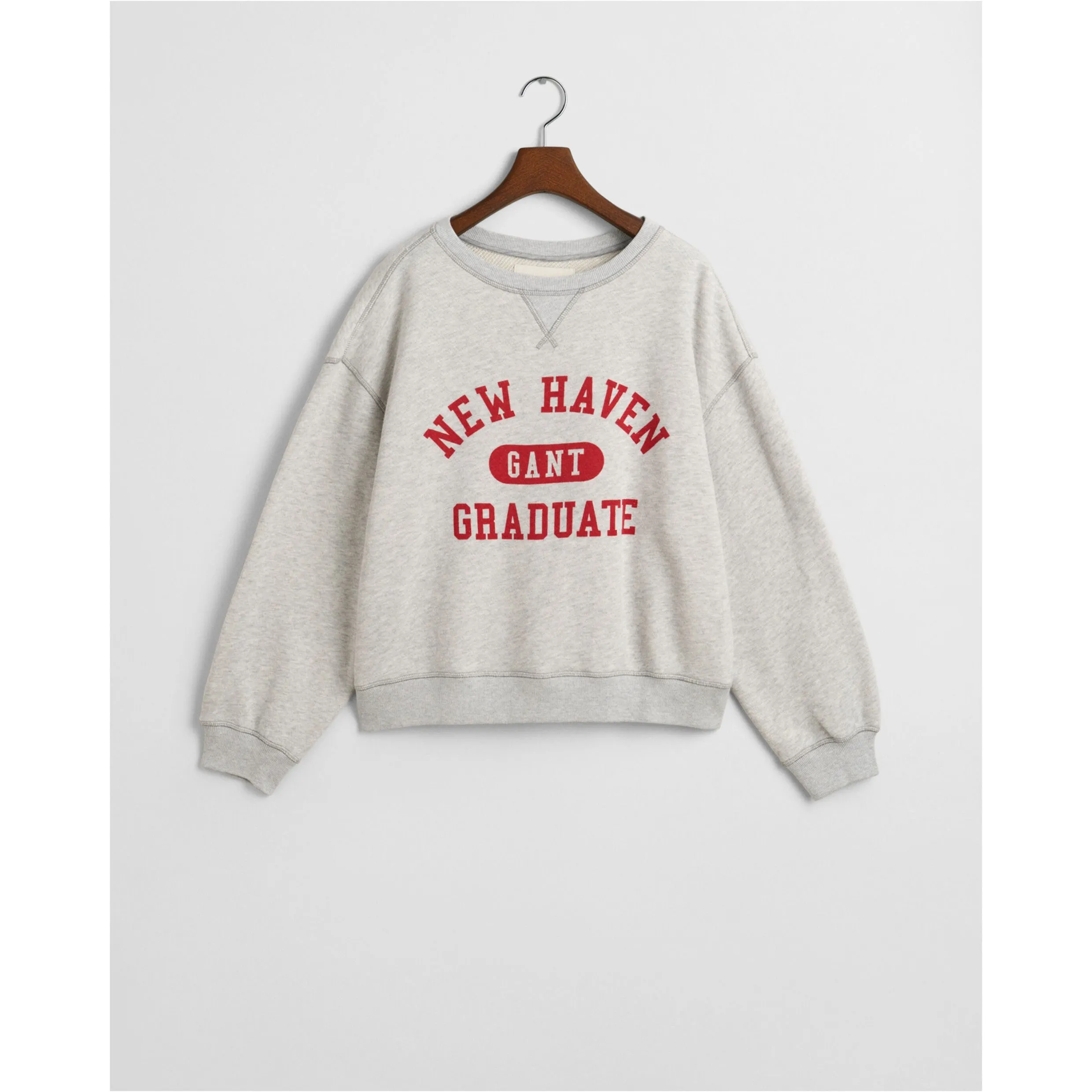 GANT Graphic Crew Neck Sweatshirt Grey Melange 4201234