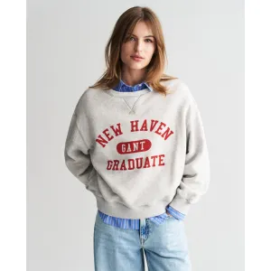 GANT Graphic Crew Neck Sweatshirt Grey Melange 4201234