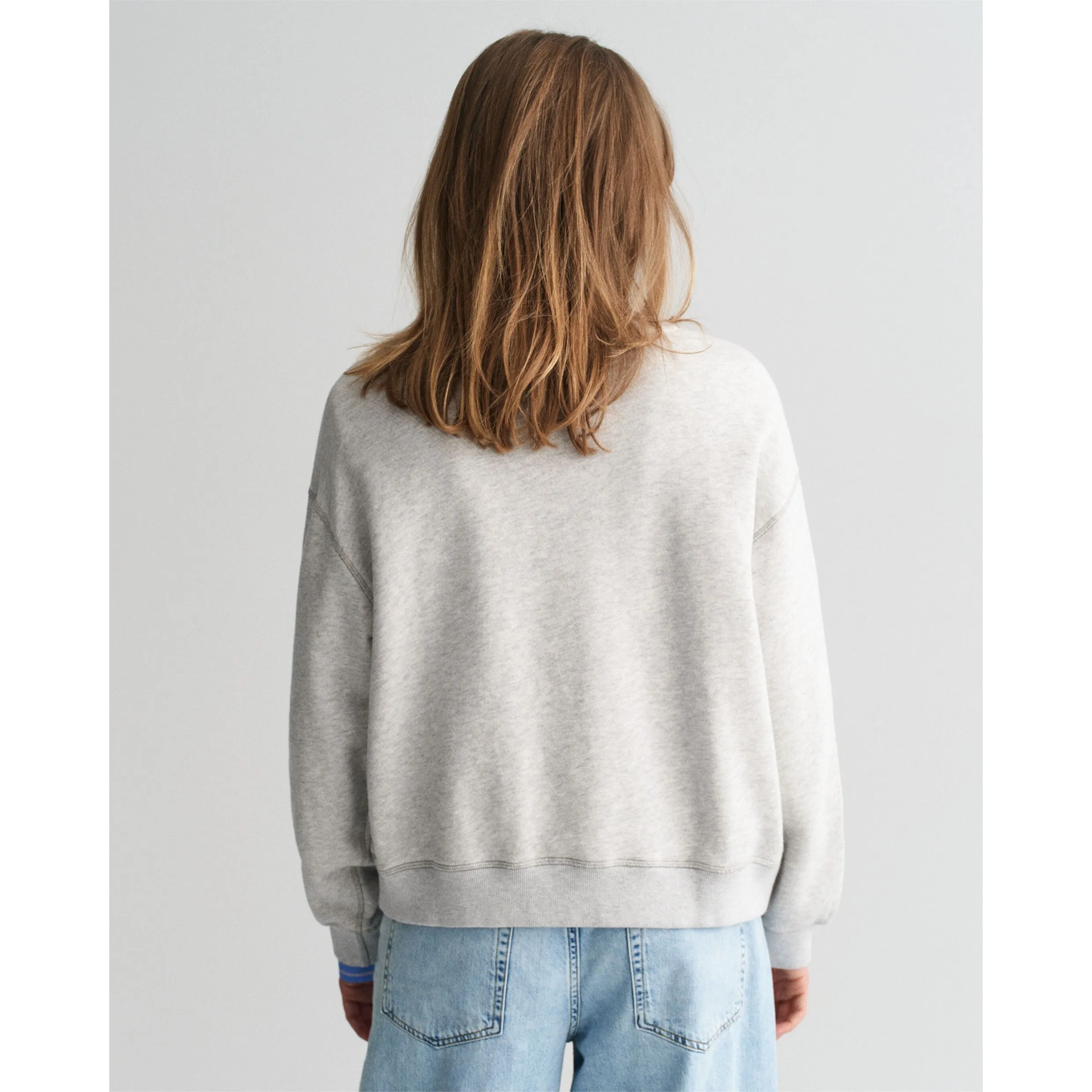 GANT Graphic Crew Neck Sweatshirt Grey Melange 4201234