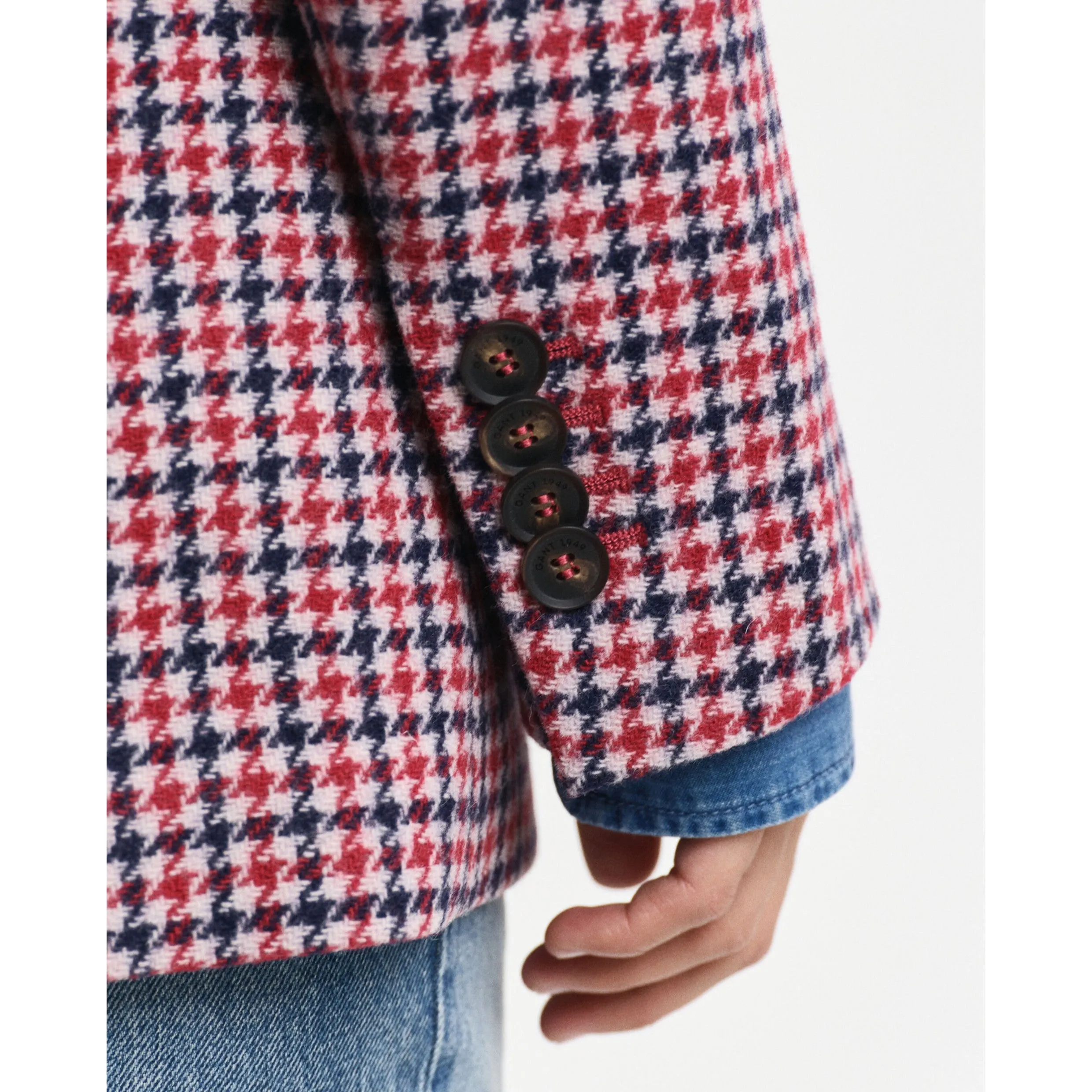 GANT Houndstooth Blazer Regular Fit in Bright Red 4770316