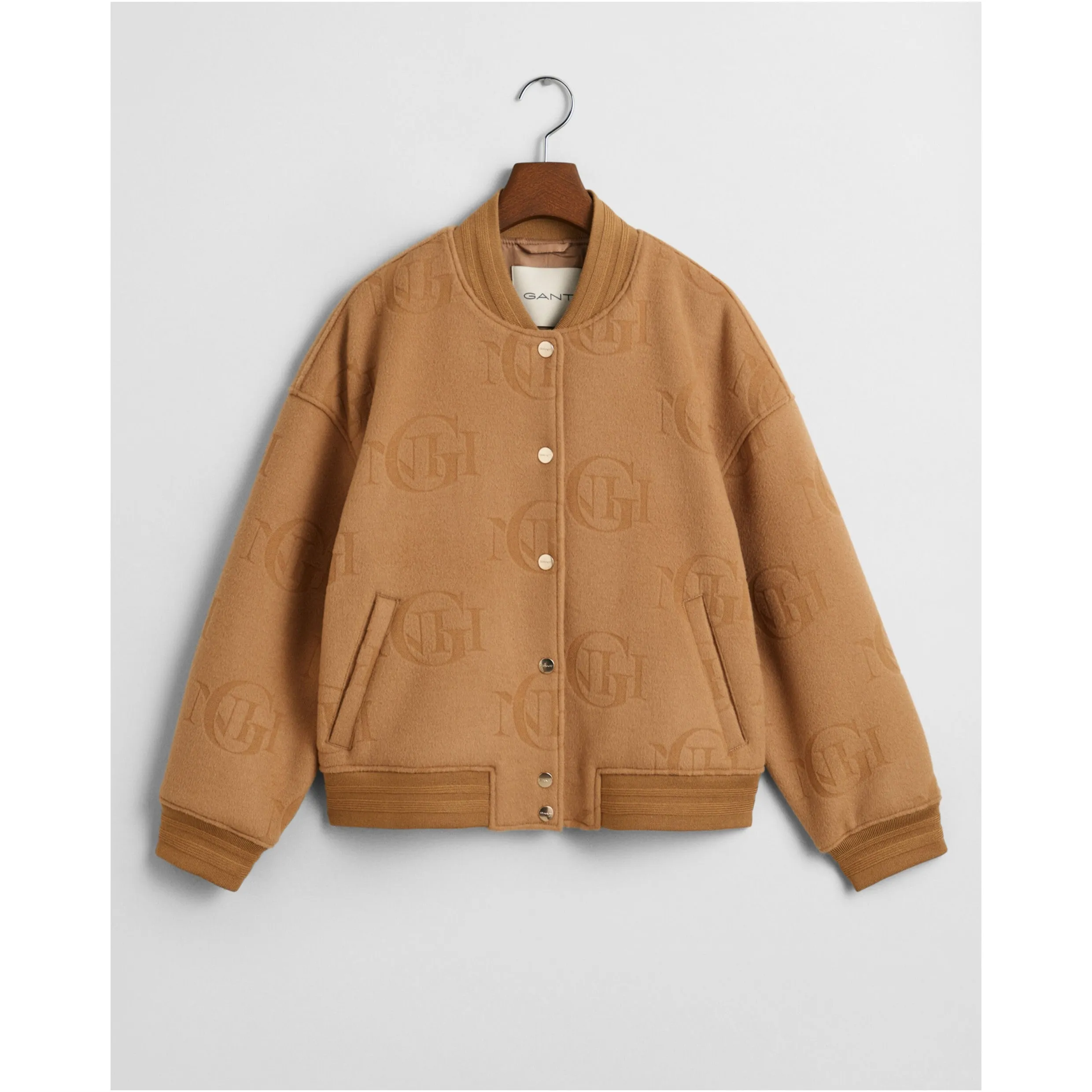 GANT Jacquard Varsity Pure Wool Jacket Warm Khaki 4700335