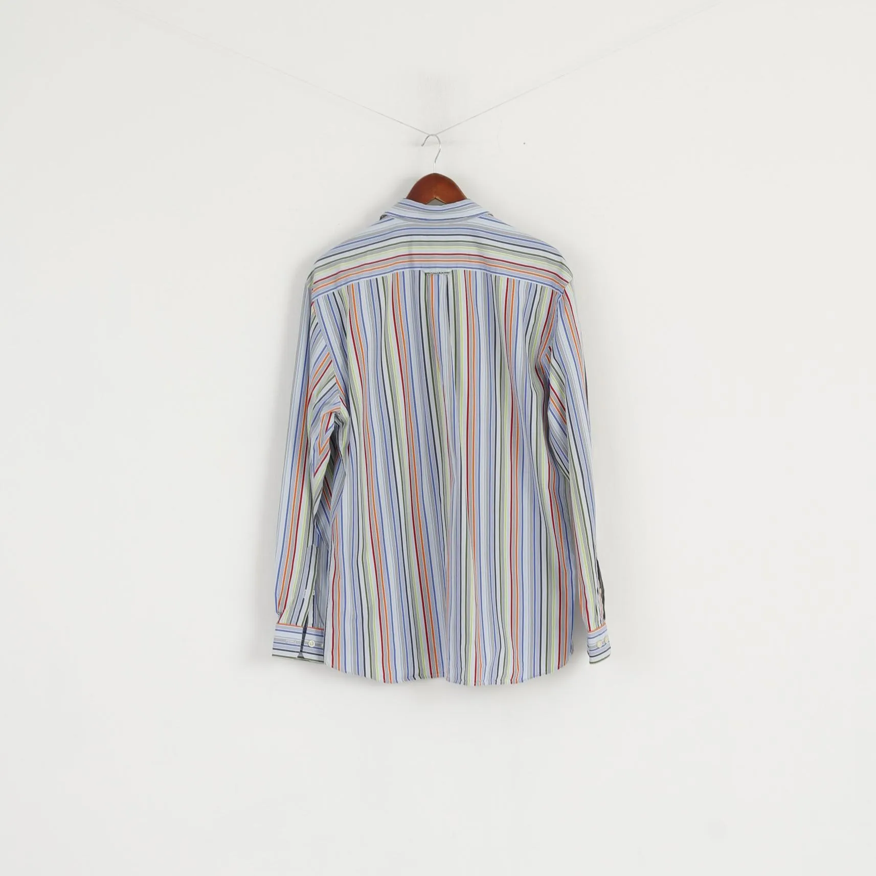 Gant Men L Casual Shirt Blue Cotton Striped Liberty Bell Poplin Regular Fit Top