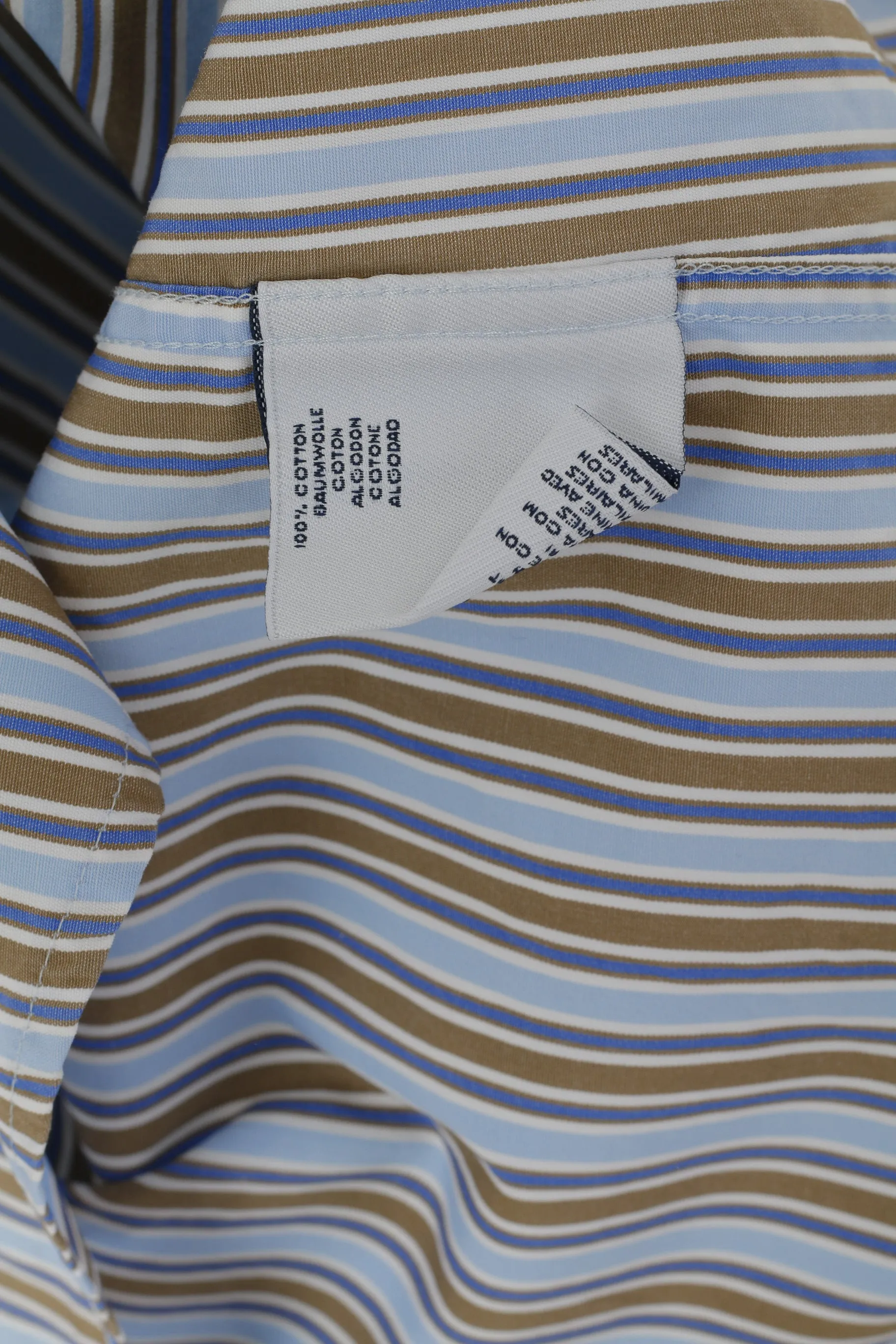 GANT Men L Casual Shirt Blue Striped Cotton Regular Fit Liberty Bell Poplin Top