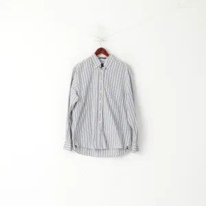 GANT Men L Casual Shirt Blue Striped Cotton Regular Fit Liberty Bell Poplin Top
