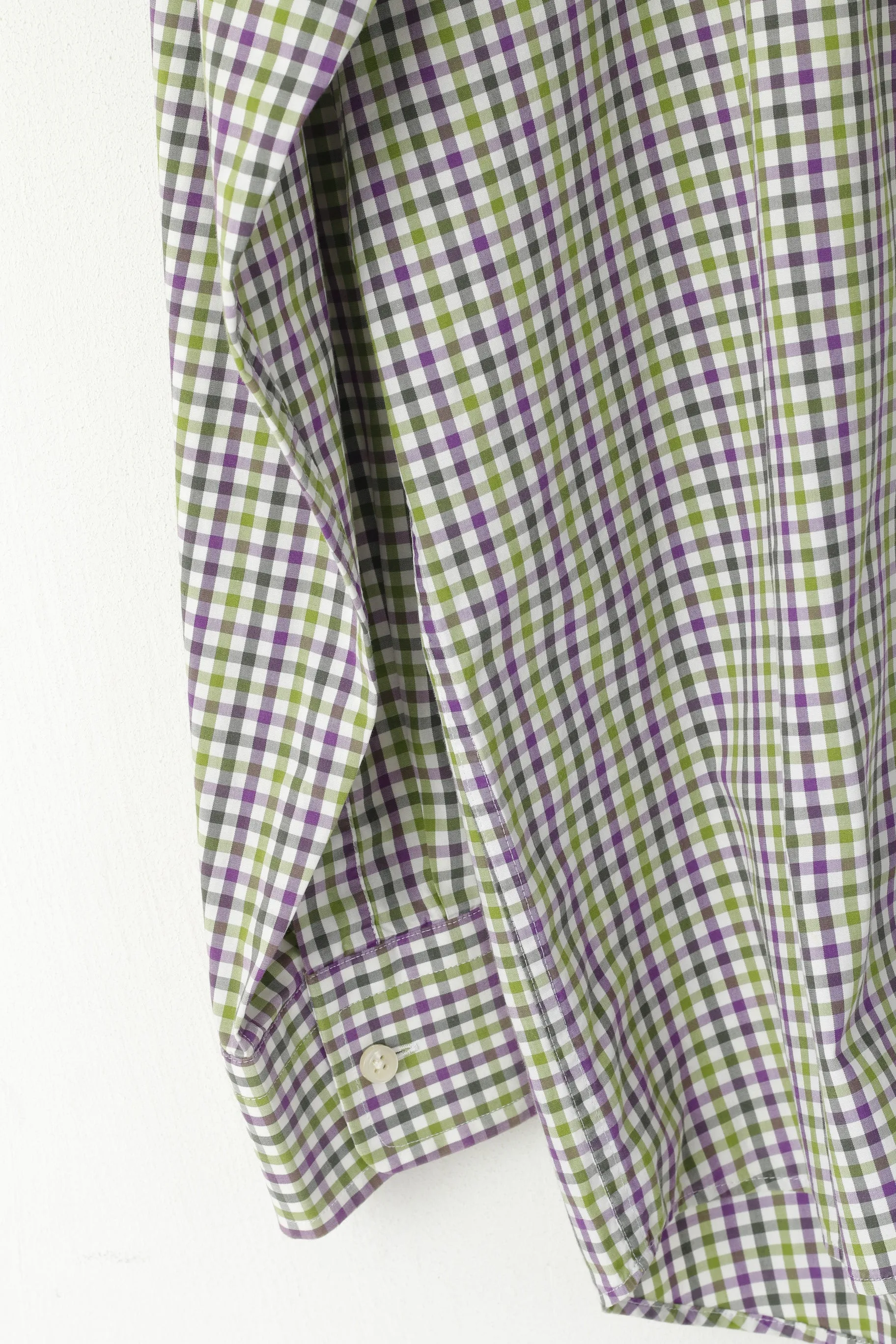 GANT Men L Casual Shirt Green Purple Check Cotton Comfy Poplin Long Sleeve Top