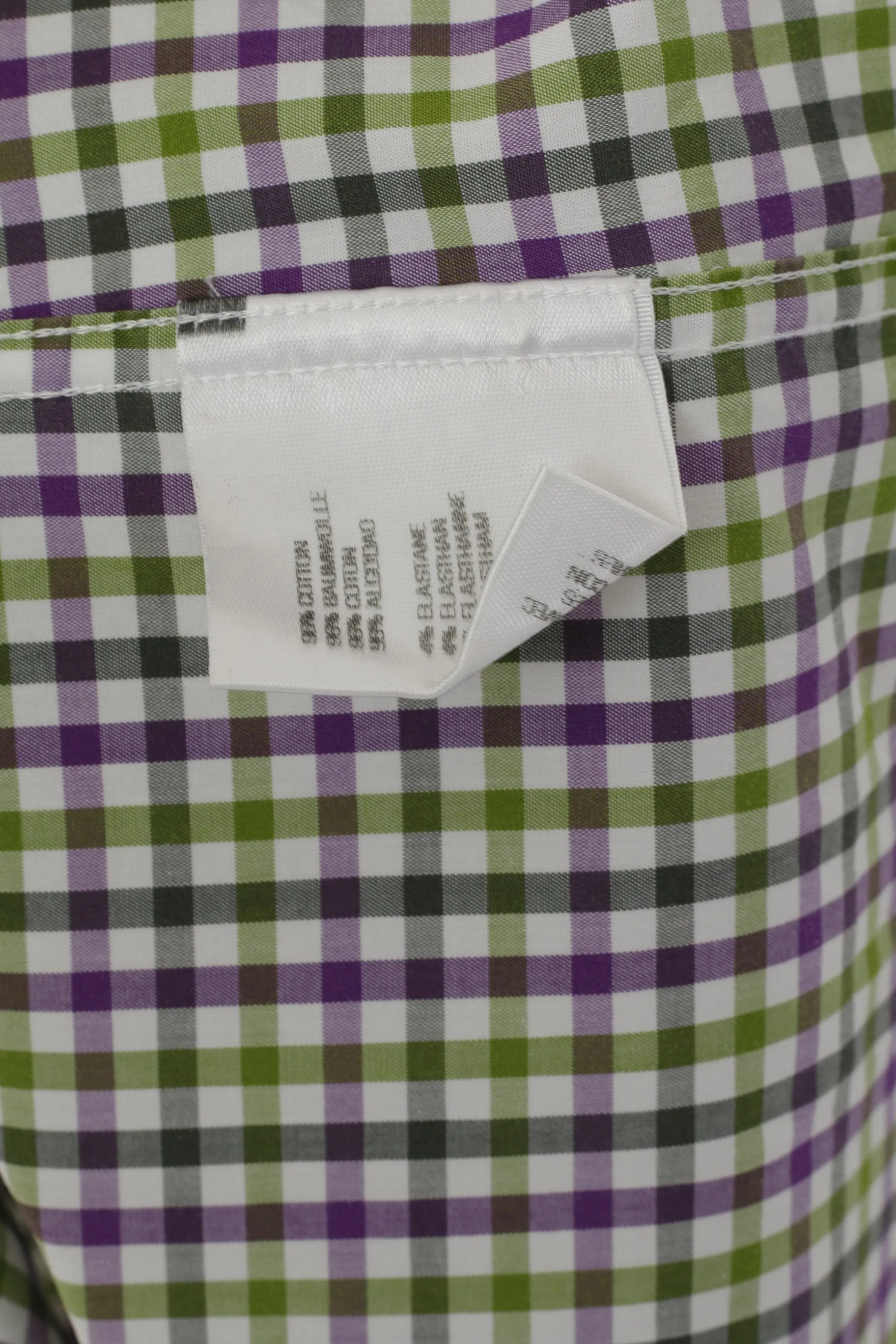 GANT Men L Casual Shirt Green Purple Check Cotton Comfy Poplin Long Sleeve Top