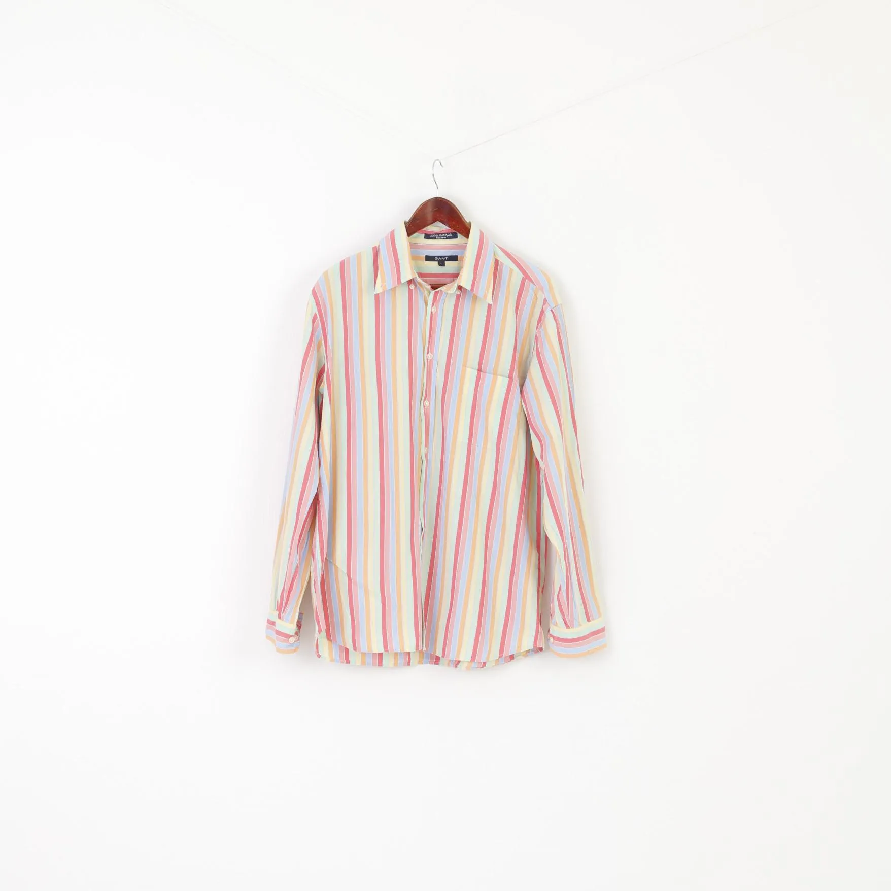 Gant Men L Casual Shirt Pastel Striped Liberty Bell Poplin Regular Long Sleeve Top